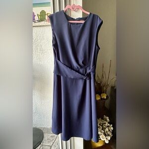 $165 Ralph‎ Lauren Women's Navy Blue Double-Faced Fit Flare Dress Size 12
